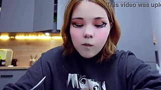 Alternative beauty gets naughty in a mugbang video
