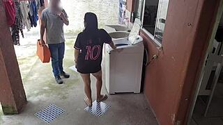 Married housewife pays young mechanic for sex with her ass