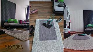 milf does naked workout in gym, bent over for doggystyle.