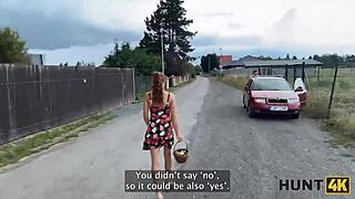 red riding hood rocks at sucking and riding big cocks outdoors