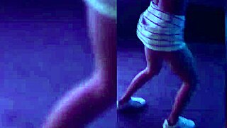 Skinny brunette gets cum in mouth in public car stall