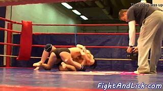 I can’t get enough of licking pussy after wrestling with this glam dyke. Her small tits drive me wild.