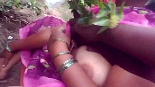 Cheating housewife gets slammed hard by roommate in outdoor action.