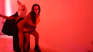 Halloween party turns into wild rabbit sex action