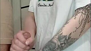The girl next door gives a great handjob at a house party