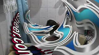 Pretty housewife Assol enjoys a sensual bathroom foam bath