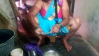 Homemade video of an Indian aunty washing dishes