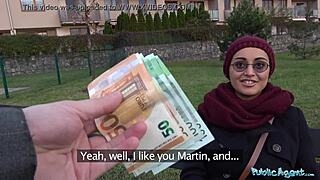 public agent convinces afghan beauty for big cock deal