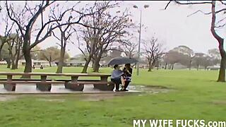 A wife who enjoys having sex with a stranger while her husband watches as a cuckold