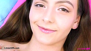 A beautiful teenage girl with brown hair shares her beautiful body