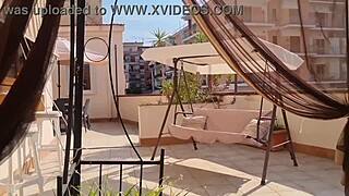 Public terrace encounter with a beautiful woman and a hot scene ends up in a nice climax