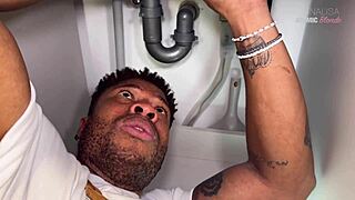 Big black cock cums inside European housewife's wet pussy