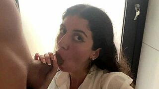 Public cafe scene with a homemade video of a big cock in my mouth covered in cum