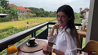 Public cafe scene with a homemade video of a big cock in my mouth covered in cum