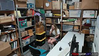 A blonde bride-to-be gets into an adult shoplifting incident and has a steamy experience with the security guard