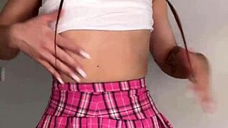 Geez, this bitch in miniskirt wrecked her ass with huge plug before dating! 😱