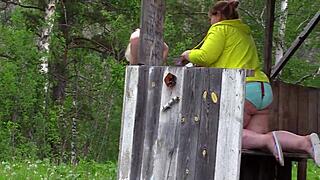 Spying on horny lesbians in public park with hidden camera