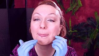 Pretty girlfriend’s sensual ASMR experience with medical gloves