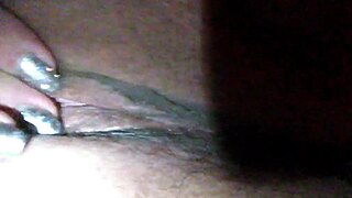 Blindfolded wife Angie cums on cock