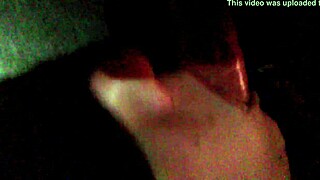 Blindfolded wife Angie cums on cock