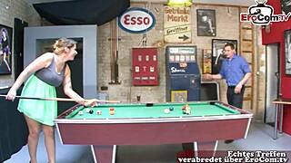 Billard, beer, and round, fat German girl's tits