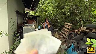 Hot brunette nailed in POV, family caught us!