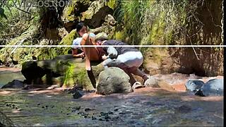 Amateur Couple Films Themselves Banging with Stepbrother by the River
