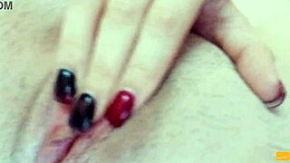 Teen licks feet while playing with big tits and masturbating to orgasm