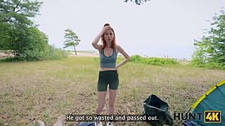 Sexy girl hunted for big cocks in nature