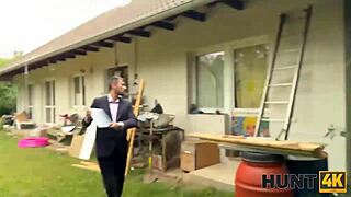 Hot brunette nailed in POV, family caught us!