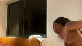 Party Threesome with Ebony Babe and Big Black Cock Action