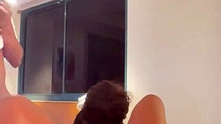 Party Threesome with Ebony Babe and Big Black Cock Action