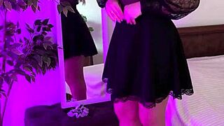 A gorgeous mature woman in a sexy garter belt, her excitement is palpable