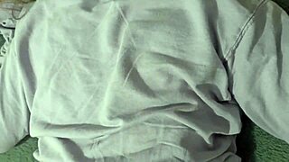 Fucking on the sofa with creamy cock and four legs, a surprising trio