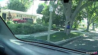 Curvy teen’s big tits distract old guy, tricked