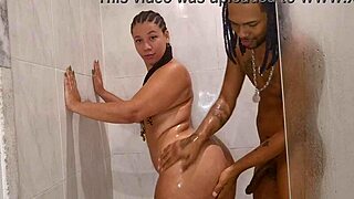 Bbw babe, you giving it hard under the shower, full on Red!