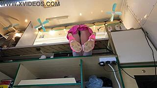 A hot 18-year-old girl was secretly filmed at work with a camera