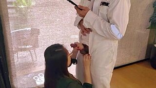 Wife jerks my cock after work