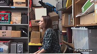 Fella caught a teen with big tits stealing and fucked her