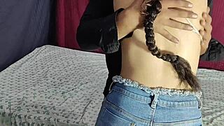 stepsister got ready for party and i went crazy on her blindfolded body!