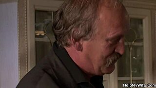 An old man watching his wife getting fucked by another