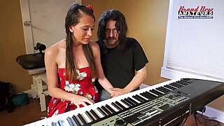 Cute brunette Cloe passionately sucks a large cock