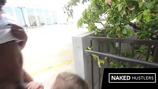 A real blonde finds a big black cock in public