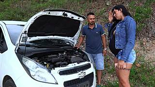 Sexy MILF, steamy car repair encounter turns passionate