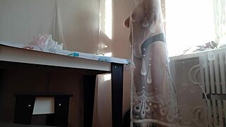 Stepmom’s naughty habits behind the curtain shocked me