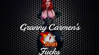 Granny Carmen Angels gets her pussy stuffed with a vibrator and a cock