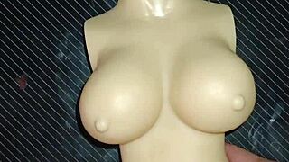 dolly begged for double penetration, and i finished all over her tight chest.