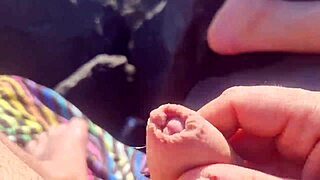 Yo, public handjob with a loaded cock during wild exhibition stunt!