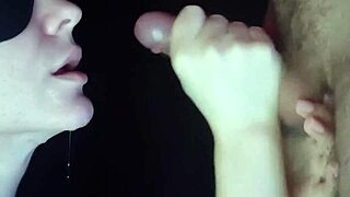 blonde babe teases with sloppy wet dick suck close-up