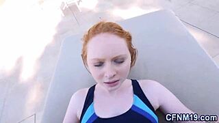 Redhead Teen Overwhelmed by Massive Cock Cumshot Dump